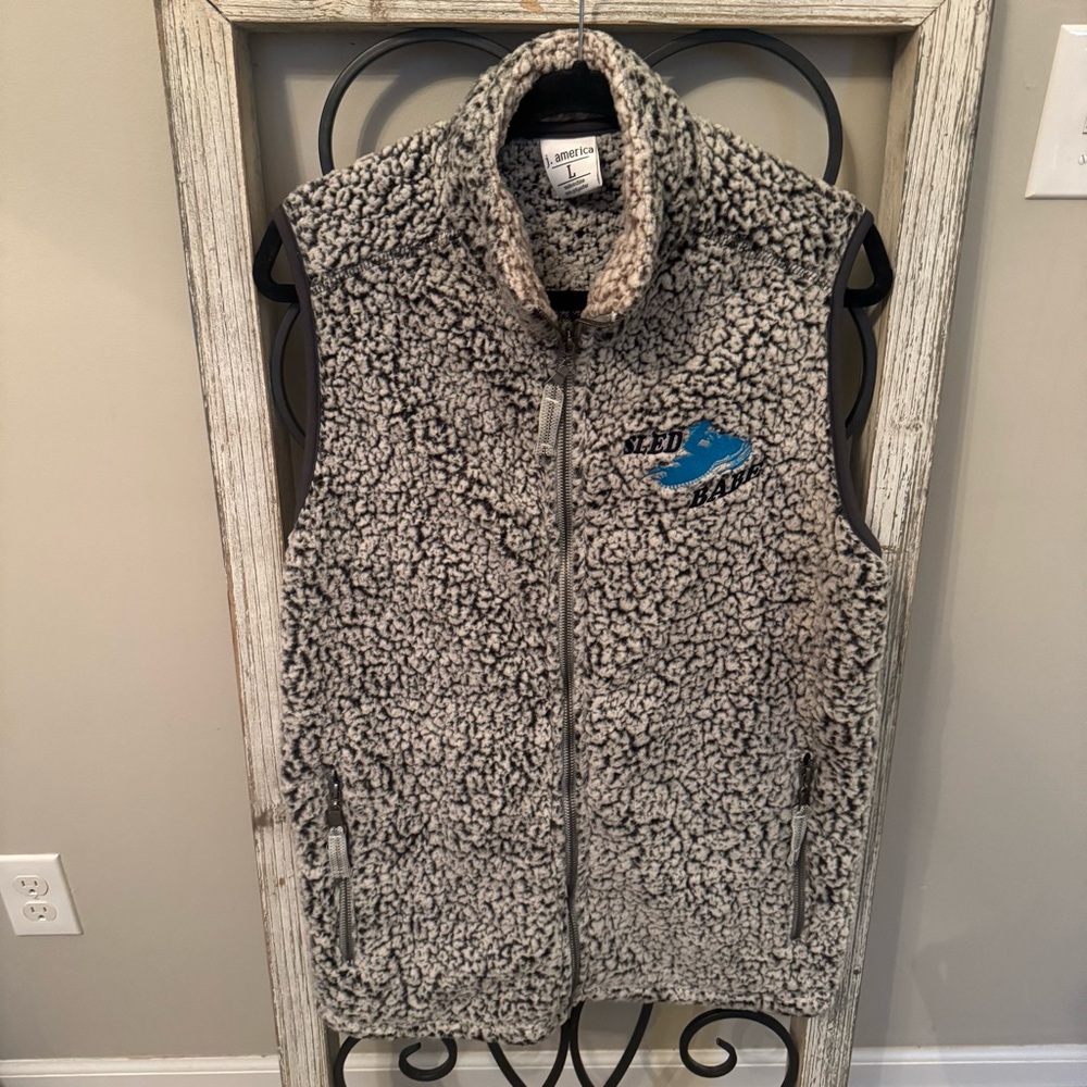 J. America Sled Babe‎ Sherpa Fleece Vest Women’s Large Gray Full Zip Snowmobile